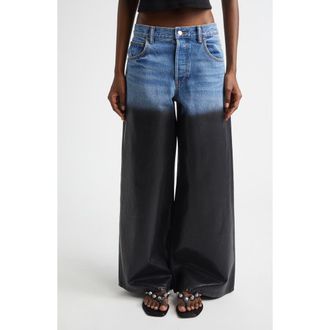 Alexander Wang Surge Low Rise Wide Leg Jeans in Vintage Marbled Blue at Nordstrom, Size 26