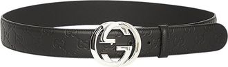 Gucci Black Signature Logo Buckle Belt