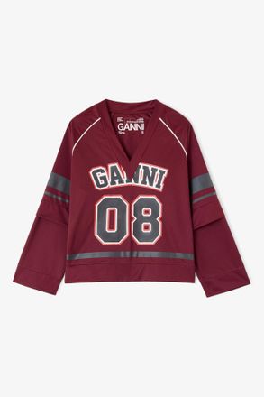 Ganni Longsleeve Top in Cycora - Size XS/S Red
