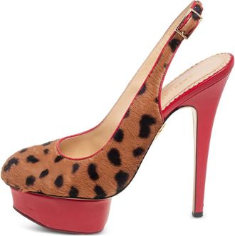 Charlotte Olympia 145 mm slingback pumps met luipaardprint - Bruin