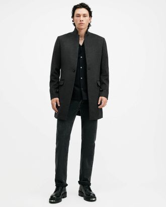 AllSaints Hargrove Slim Fit Wool Blend Coat