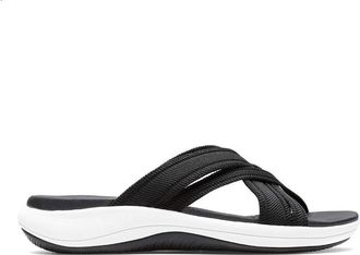 Clarks Womens Mira Isle Slide Sandal, Black Textile, 4.5 UK Wide