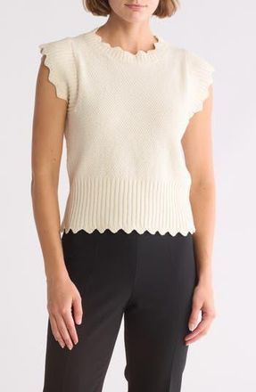 Elie Tahari Scallop Edge Sweater in Ivory at Nordstrom Rack, Size X-Small