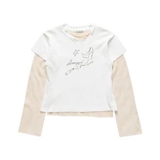 Acne Studios Tops, Dames, Wit, M, Katoen, Gelaagde mesh t-shirt