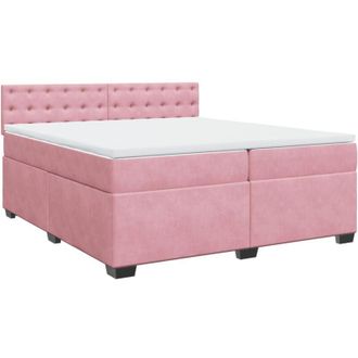 vidaXL Cama Box Spring Con Colch&oacute;n Terciopelo Rosa 200x200 Cm Vidaxl