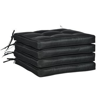 OUTSUNNY 42 x 42cm Replacement Garden Seat Cushion Pad with Ties - Black | TJ Hughes
