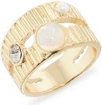 Nordstrom Rack Crystal Ribbed Double Band Ring in Clear- White- Gold at Nordstrom Rack, Size 7