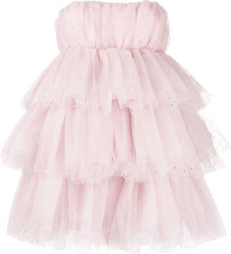 Rotate crystal-embellished tulle minidress - women - Polyester/Polyester/Elastane - 38 - Pink