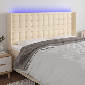 vidaXL Cabecero Con Led De Tela Color Crema 163x16x118/128 Cm Vidaxl