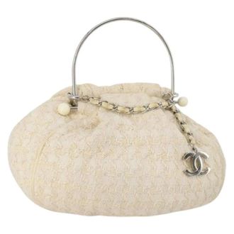 Chanel Pre-owned Vintage Canvas Handtas - Dames - Pre-owned - Beige - Maat: ONE Size Zijde