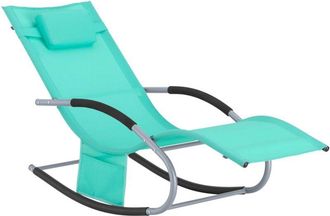 SoBuy Lettino Sdraio da Giardino a Dondolo - Sedia a Dondolo da Esterno in Textilene Blu Pavone con Telaio in Metallo, 150x63x87cm, Lettino Prendisole per