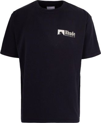 Rhude Crew Neck Boxy T-Shirt with Vintage Wash
