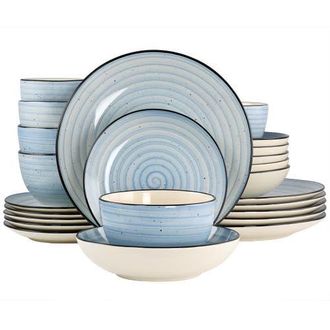 Elama Gia 24 Piece Round Stoneware Dinnerware Set in White at Nordstrom