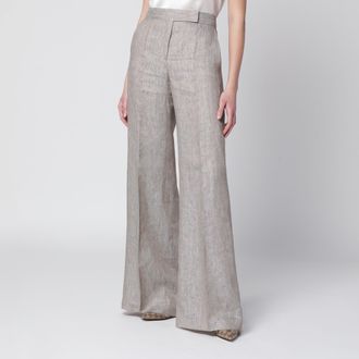 Max Mara Pantalone in lino Chevron beige