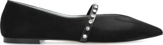 Alexander McQueen Zwarte leren puntige ballerinas met juweel - Dames - Ballerinas - Zwart - 37 EU - Schoenen