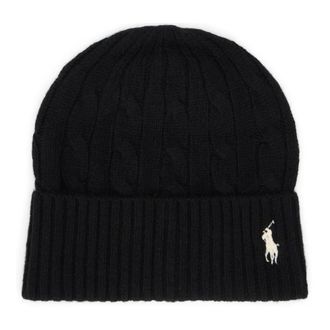 Polo Ralph Lauren Cable-knit Beanie - Dames - Hoeden - Zwart - ONE Size - Wol - Accessoires