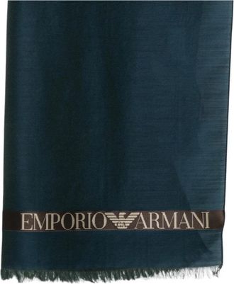 Emporio Armani Logo Wolmix Sjaal - Heren - Sjaals - Blauw - ONE Size - Wol - Accessoires