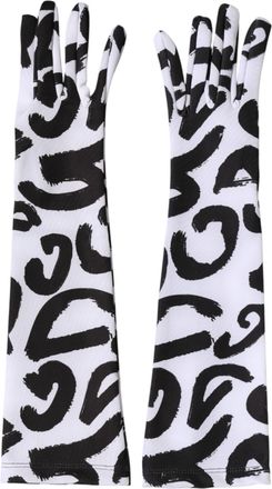 Dolce & Gabbana Black White DG Logo Elbow Length Mitten Womens Gloves