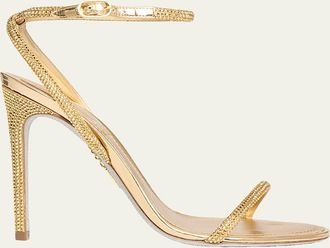 Rene Caovilla 105mm Embellished Metallic Leather Ankle-Strap Sandals