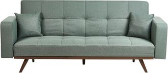 Beliani Sofa Bed 3 Seater HJULBY Olive Green