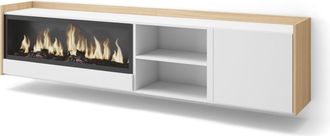 Skraut Home Skraut Home - Mueble Tv, Televisi&oacute;n, Muebles De Sal&oacute;n, Almacenaje, 212x35x50cm, Para Tv Hasta 80, Chimenea El&eacute;ctrica Xxl, Colgado, Suspendido, Estilo 