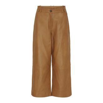 BTF-CPH Pantalones de Cuero 3/4 de Pierna Ancha - Trousers - Mujer - Beige - M