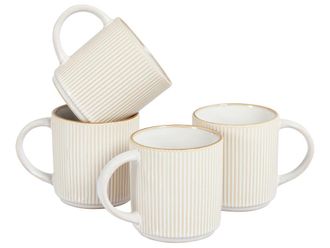 Beliani Conjunto de 4 tazas Gres Beige claro