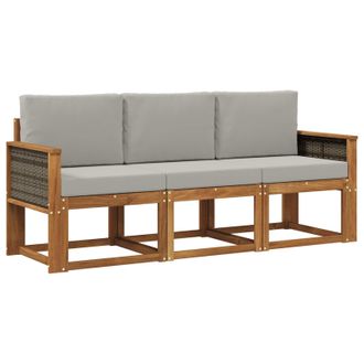 vidaXL Conjunto De Sof&aacute;s De Exterior 3 Pcs Natural Y Gris Claro Vidaxl
