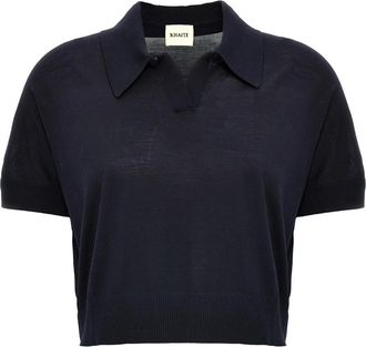 Khaite Morgane Crop Top - Dames - Polos - Blauw - M - Wol - Tops