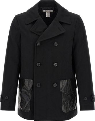 Comme Des Garçons Double-Breasted Caban Trench E Impermeabili Nero-Uomo
