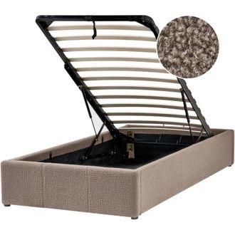 Beliani Cama Con Almacenaje Moderna Sin Cabecero Tapizada De Boucl&eacute; Gris Pardo 90 X 200 Cm Dinan