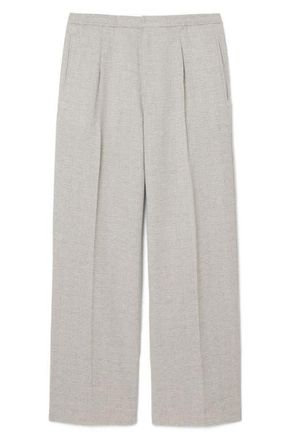 Lacoste Pleated Relaxed Straight Leg Pants in Grey Chine at Nordstrom, Size 4