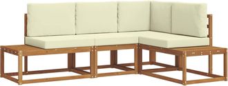 vidaXL 4 Uds. Conjunto De Sof&aacute;s De Exterior Natural Y Crema Vidaxl