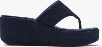 FitFlop Fitflop Platfforms Denim Womens Toe-post Sandals Dark - Blue Textile - Size UK 4