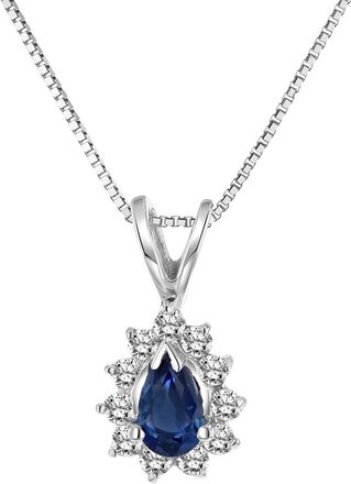 Diana M. Jewels 0.35cttw Diamond and Sapphire Pendant in 14k Gold