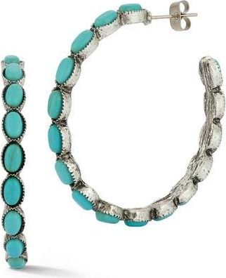Sphera Milano Turquoise Hoop Earrings in Silver at Nordstrom Rack