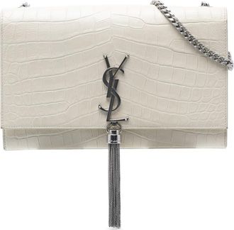 Saint Laurent Pre-owned Saint Laurent Medium Croc Embossed Leather Monogram Kate Tassel Crossbody Ladies MSAFV1M7DLGEH0O4
