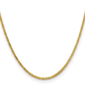 Diamond2Deal 14k Yellow Gold 2mm Byzantine Chain Necklace