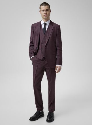 HUGO BOSS Mens Burgundy 3-piece suit Extra slim fit
