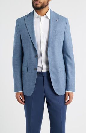 Jack Victor Midland Contemporary Fit Textured Light Blue Stretch Wool Sport Coat at Nordstrom, Size 46Regular
