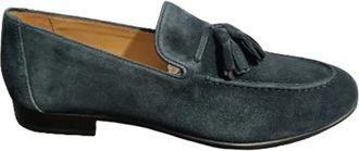 Antica Cuoieria Mocassino in camoscio rigido - Heren - Loafers - Blauw - 44 EU - Leer - Schoenen