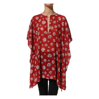 Dolce & Gabbana V-neck Kaftan Blouse - female - Dolce & Gabbana - Blouses - Red - S - Blouses & Shirts