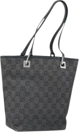 Gucci Pre-owned Tote Bags, female, Black, Size: ONE SIZE Pre-owned Canvas Tote Bag