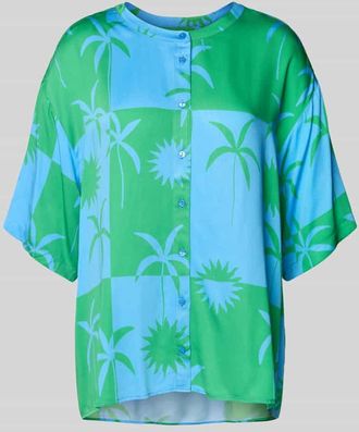 Milano Milano Italy Relaxed Fit Bluse mit durchgehender Knopfleiste in Bleu, Größe 34