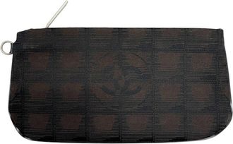 Chanel New Travel Line Brown Nylon Leather Pouch (Pre-Owned)