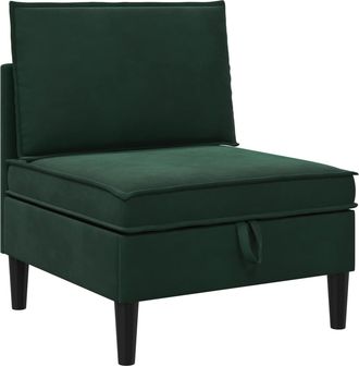 vidaXL Sof&aacute; Medio Con Almacenamiento Verde Oscuro Terciopelo Vidaxl