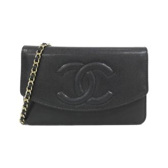 Chanel Black Grained Calfskin Chain/Shoulder Wallet (Pre-Owned)