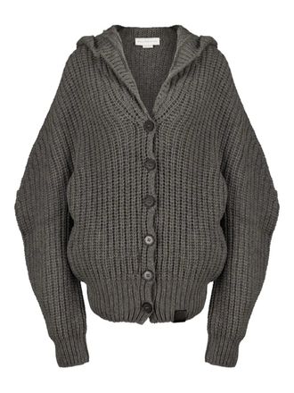 Stella McCartney hooded ribbed cardigan - women - Cashmere/Polyester/Virgin Wool - S - Grey