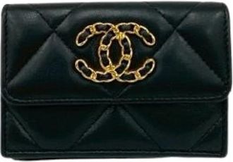 Chanel Pre-owned Vintage Portemonnee (drievoudig) - Dames - Vintage Accessoires - Zwart - ONE Size - Leer - Vintage