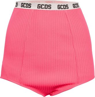 GCDS Geribbelde shorts met logoband - Roze